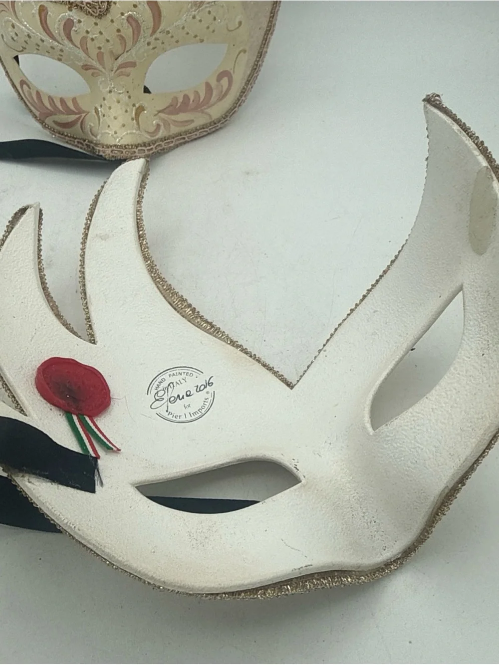 Pair Of Pier 1 Venetian Masquerade Masks 2016 Elena Italy Wax Seal Set